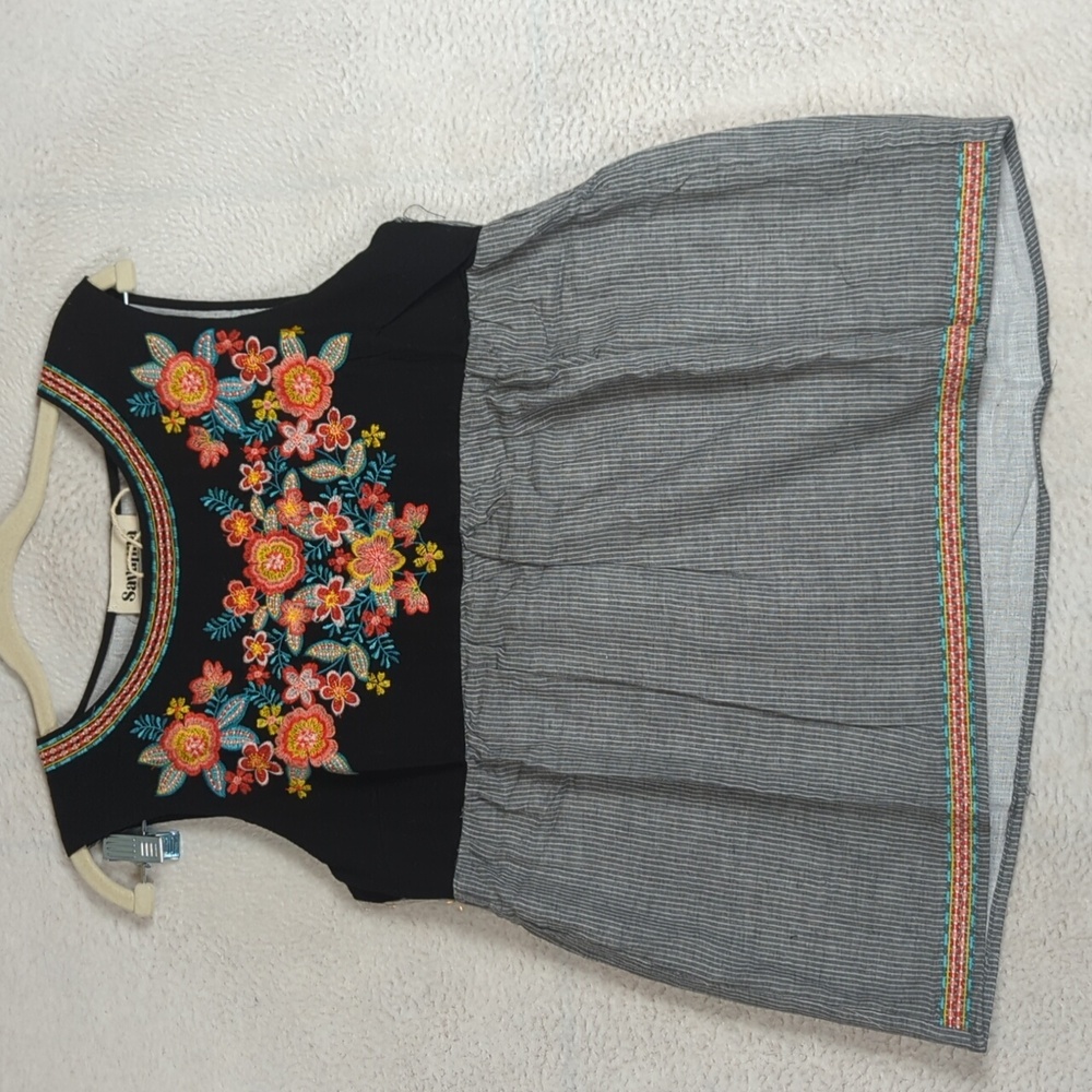 Savanna Jones Women's Colorful Boho Floral Embroidery Tank Top Size S